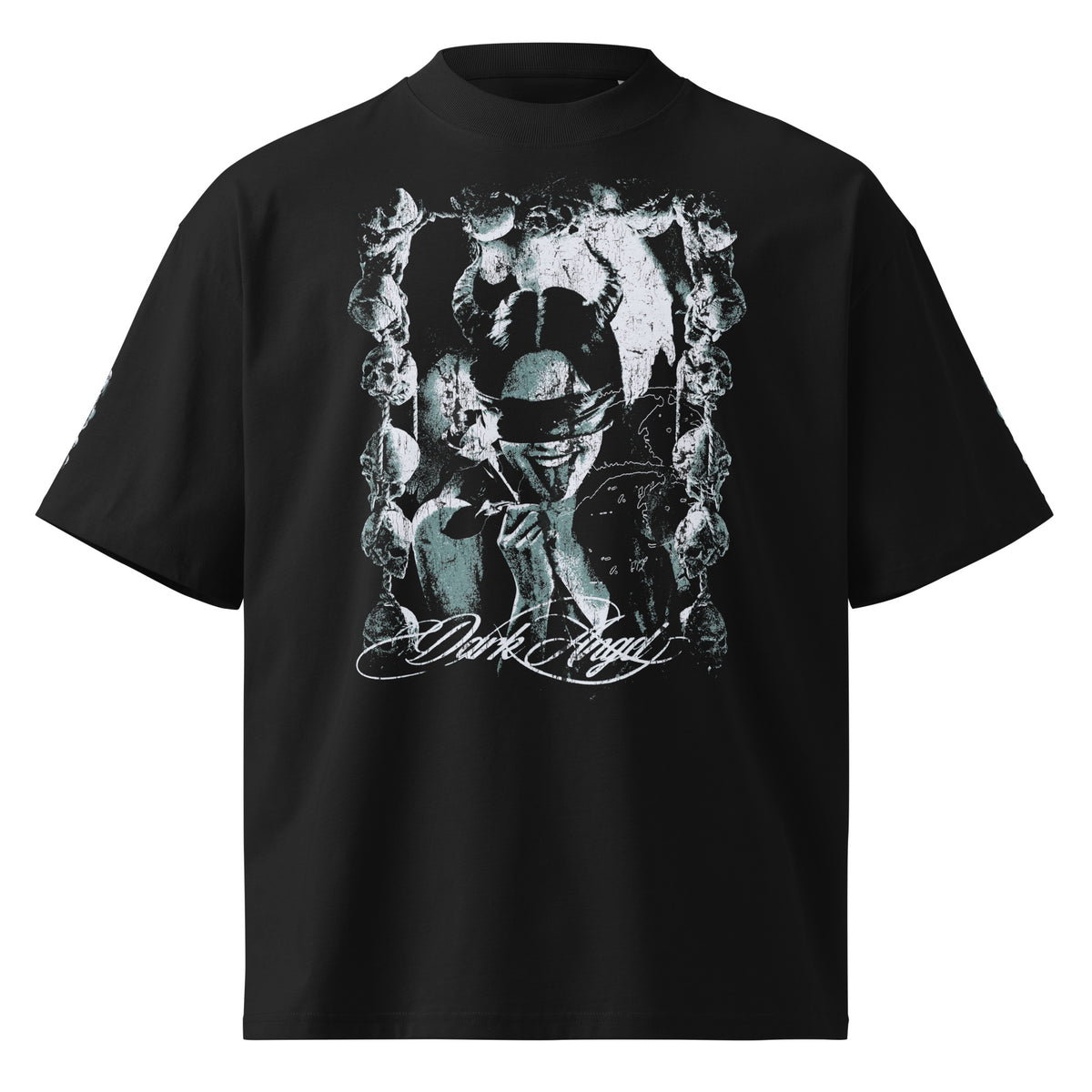 Dark Angel black oversized T-shirt with gothic graphic - front view