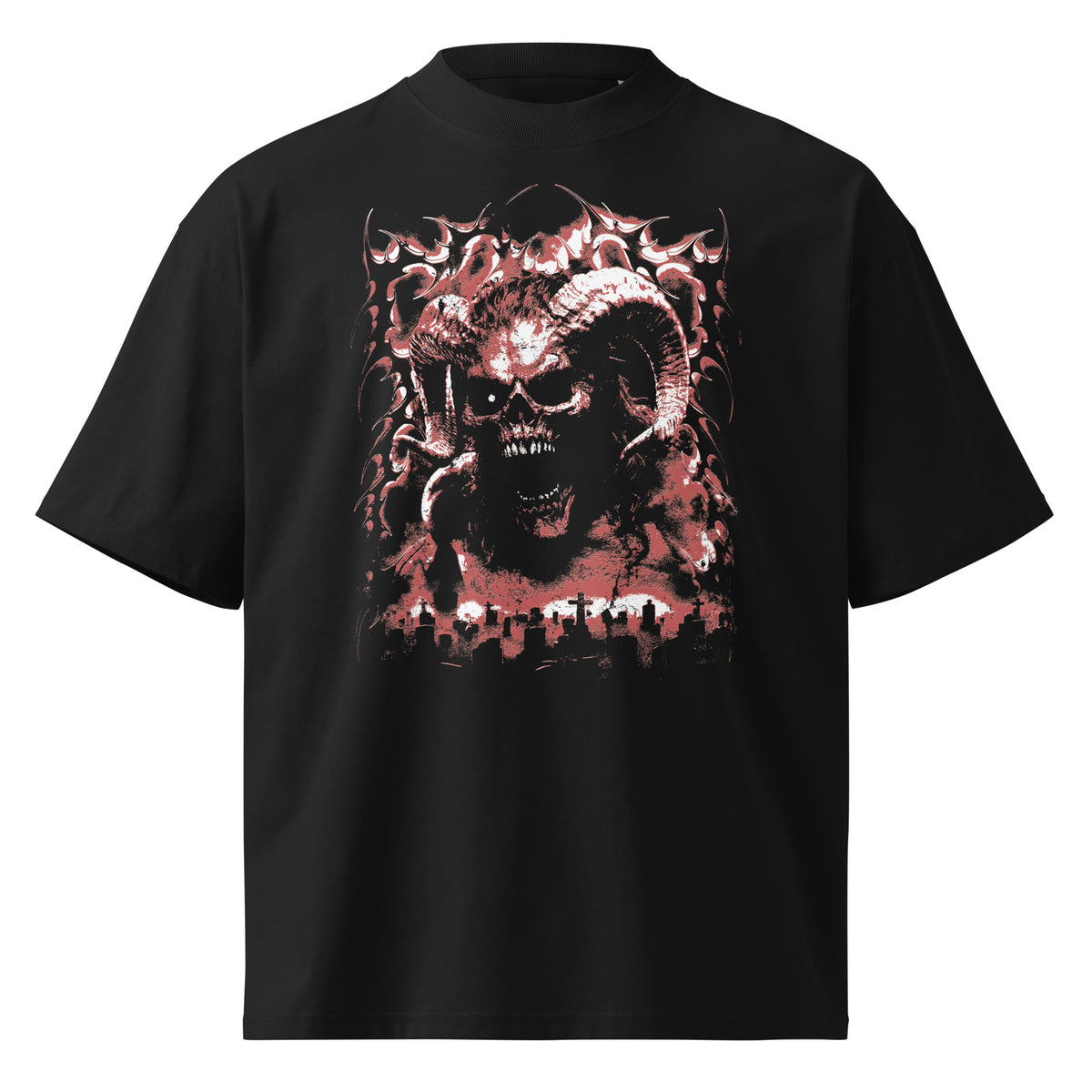 Lord of the Grave black oversized T-shirt with gothic graphic - front view
