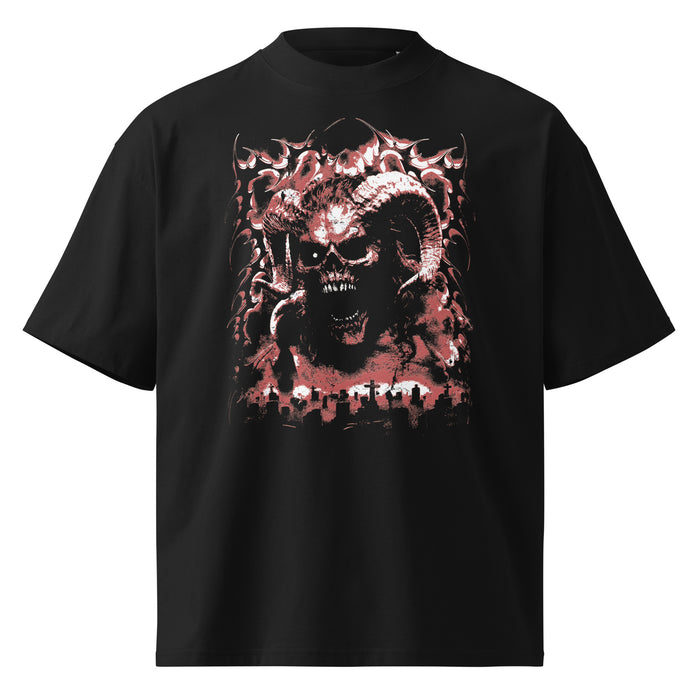 Lord of the Grave black oversized T-shirt with gothic graphic - front view