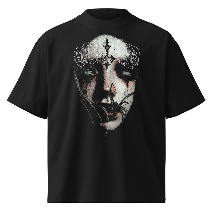 Cursed Girl black oversized T-shirt with gothic graphic – front view