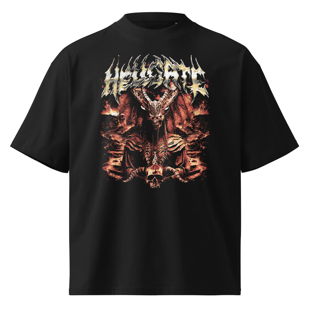 Hellgate black oversized T-shirt with gothic graphic – front view