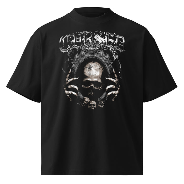 Cursed black oversized T-shirt with gothic graphic - front view