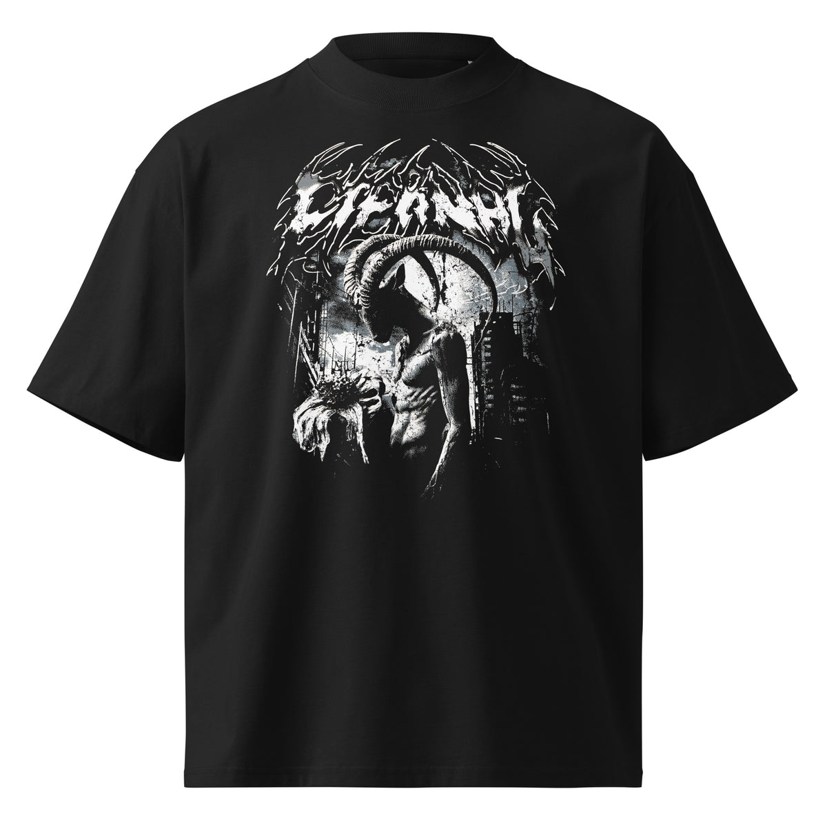 Eternal black oversized T-shirt with gothic graphic - front view