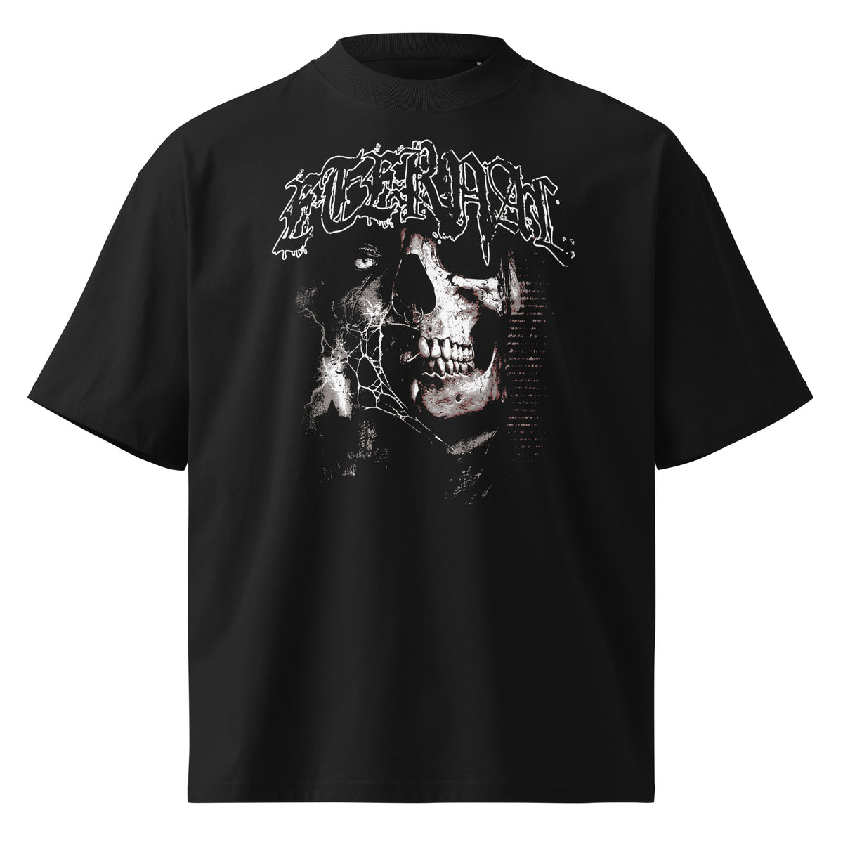 The Requiem black oversized T-shirt with gothic graphic - front view