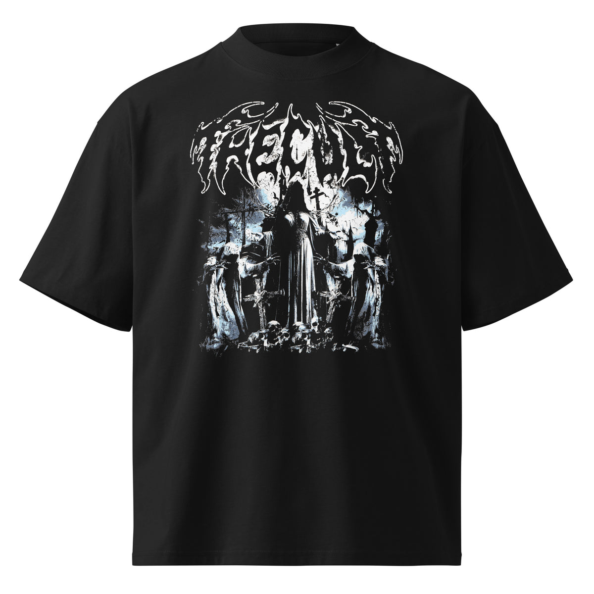 The Cult black oversized T-shirt with gothic graphic - front view