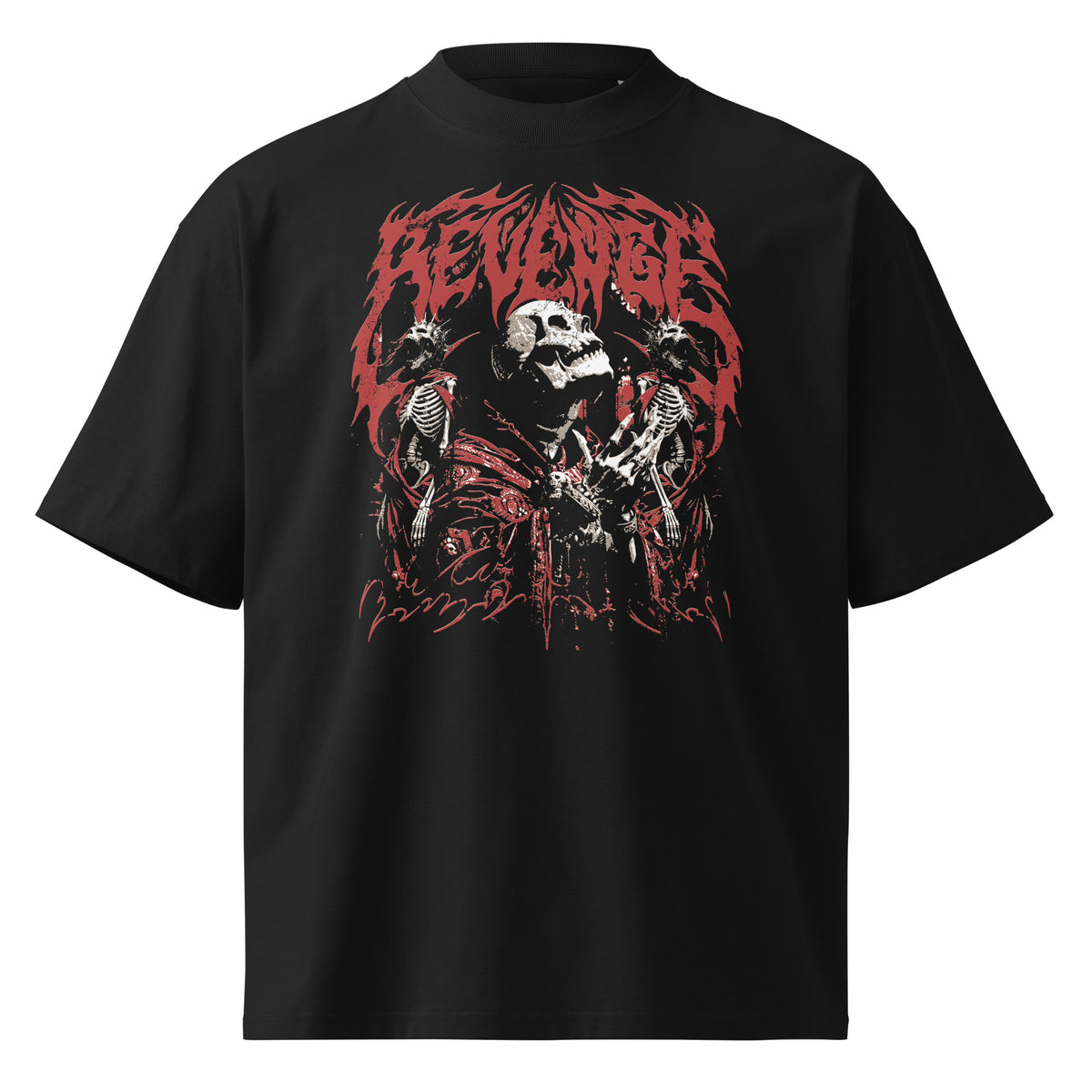 Revenge black oversized T-shirt with gothic graphic - front view