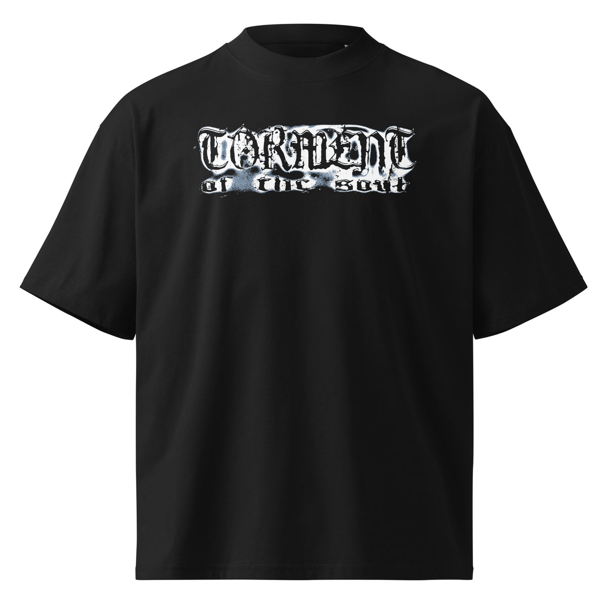 Torment black oversized T-shirt with gothic graphic – front view