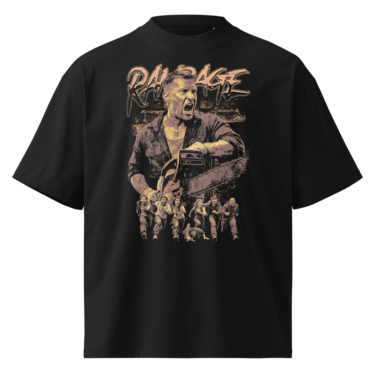Rampage black oversized T-shirt with horror graphic - front view