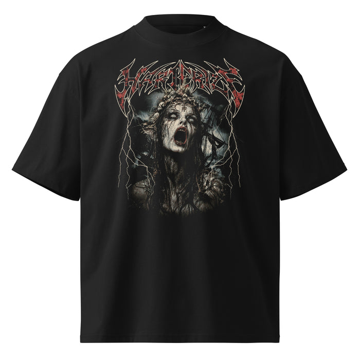 Possessed black oversized T-shirt with heavy metal graphic - front view
