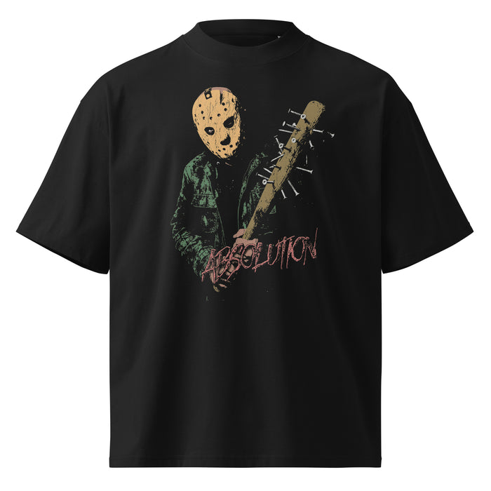 Absolution black oversized T-shirt with horror graphic - front view