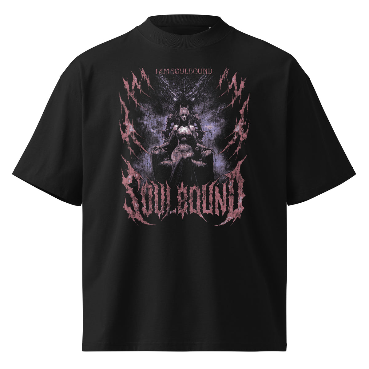 Soulbound black oversized T-shirt with heavy metal graphic - front view