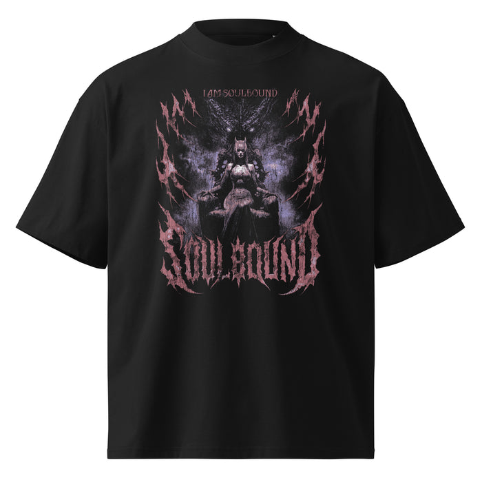 Soulbound black oversized T-shirt with heavy metal graphic - front view