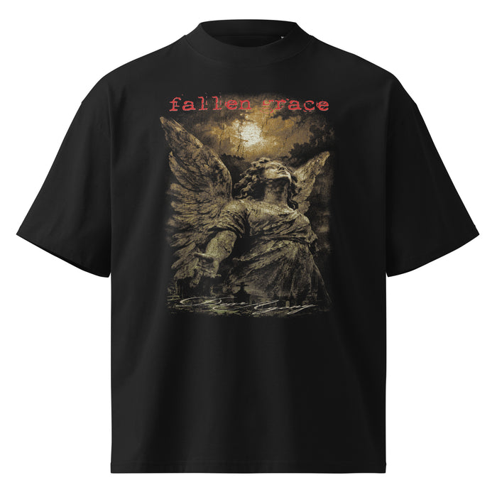 Fallen Grace black oversized T-shirt with heavy metal graphic - front view