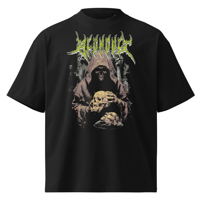 Skull Ritual black oversized T-shirt with heavy metal graphic - front view