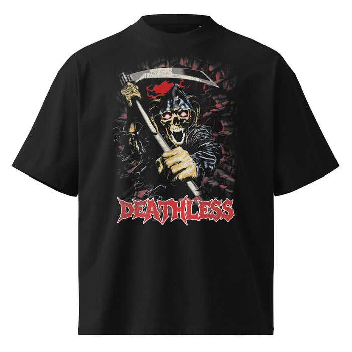 Deathless black oversized T-shirt with heavy metal graphic - front view
