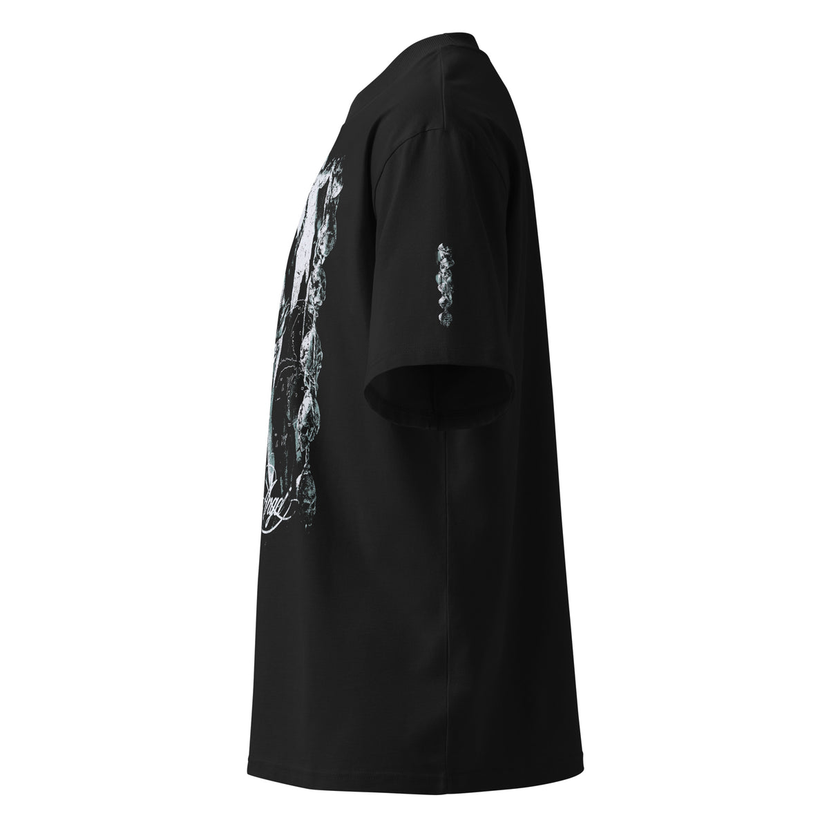 Dark Angel black oversized T-shirt with gothic graphic - left side view