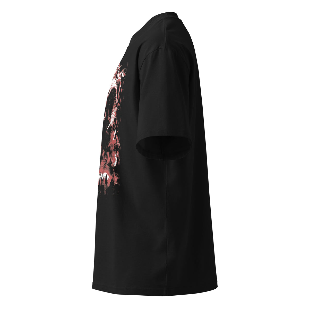 Lord of the Grave black oversized T-shirt with gothic graphic - left side view