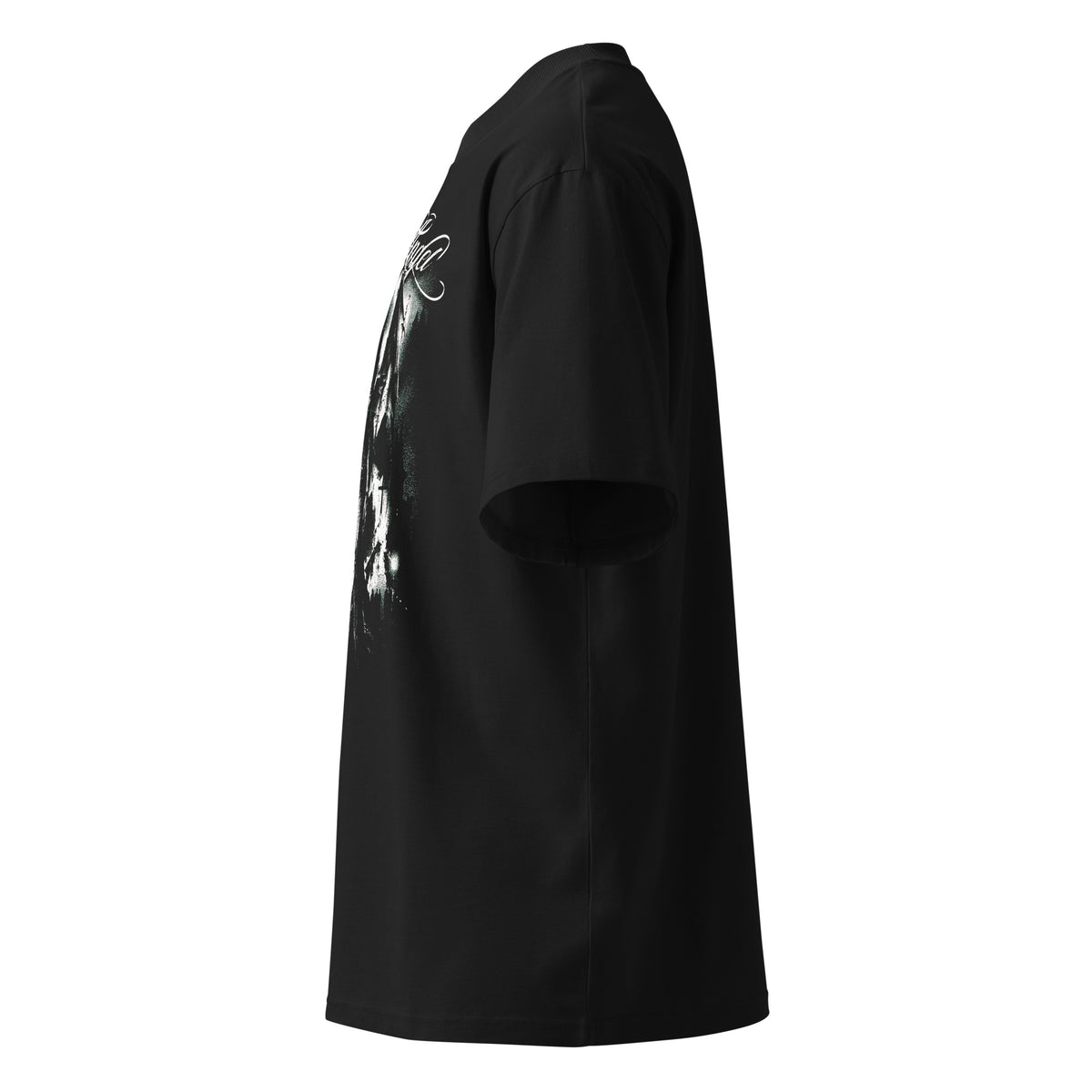 Goth Angel black oversized T-shirt with gothic graphic - left side view