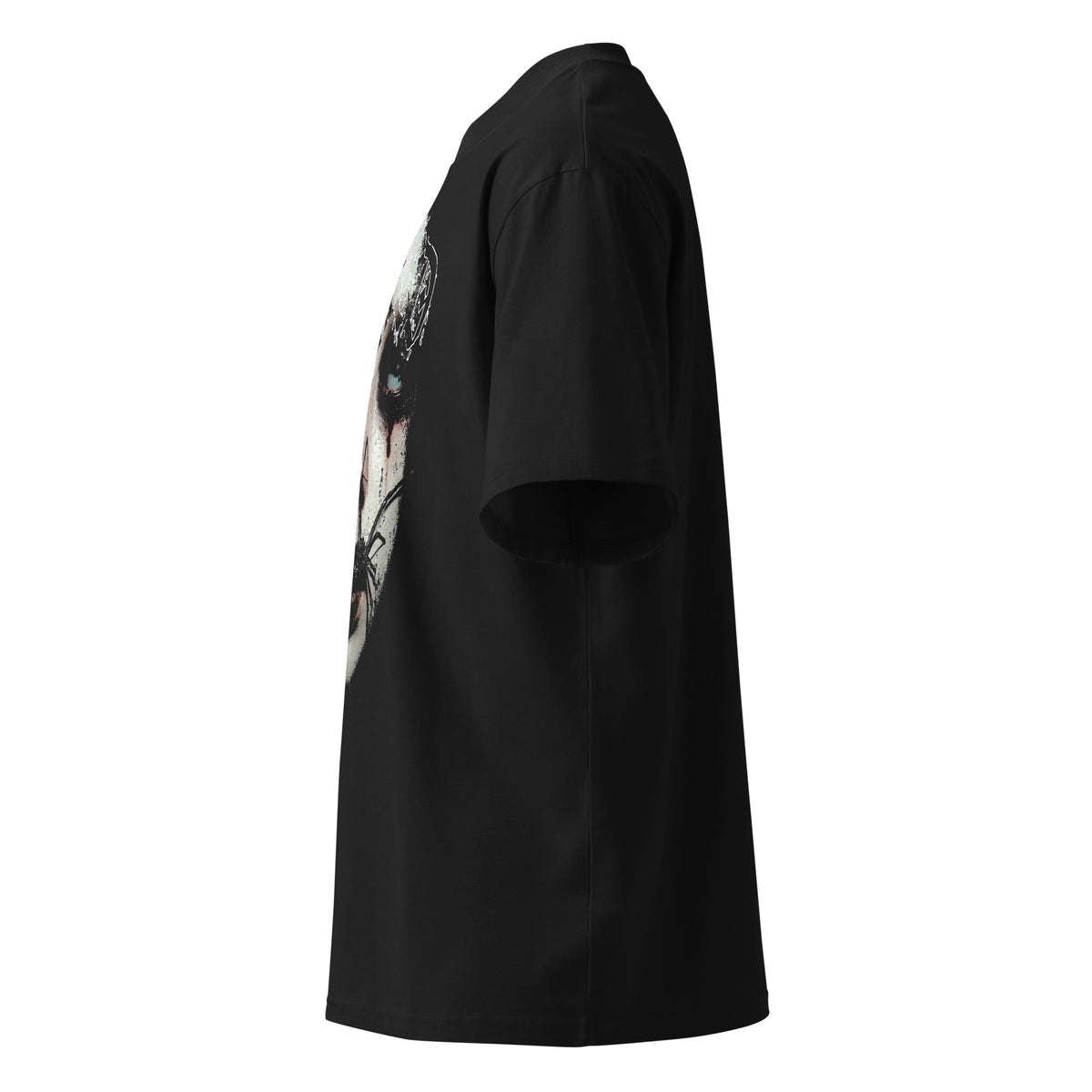 Cursed Girl black oversized T-shirt with gothic graphic – left side view