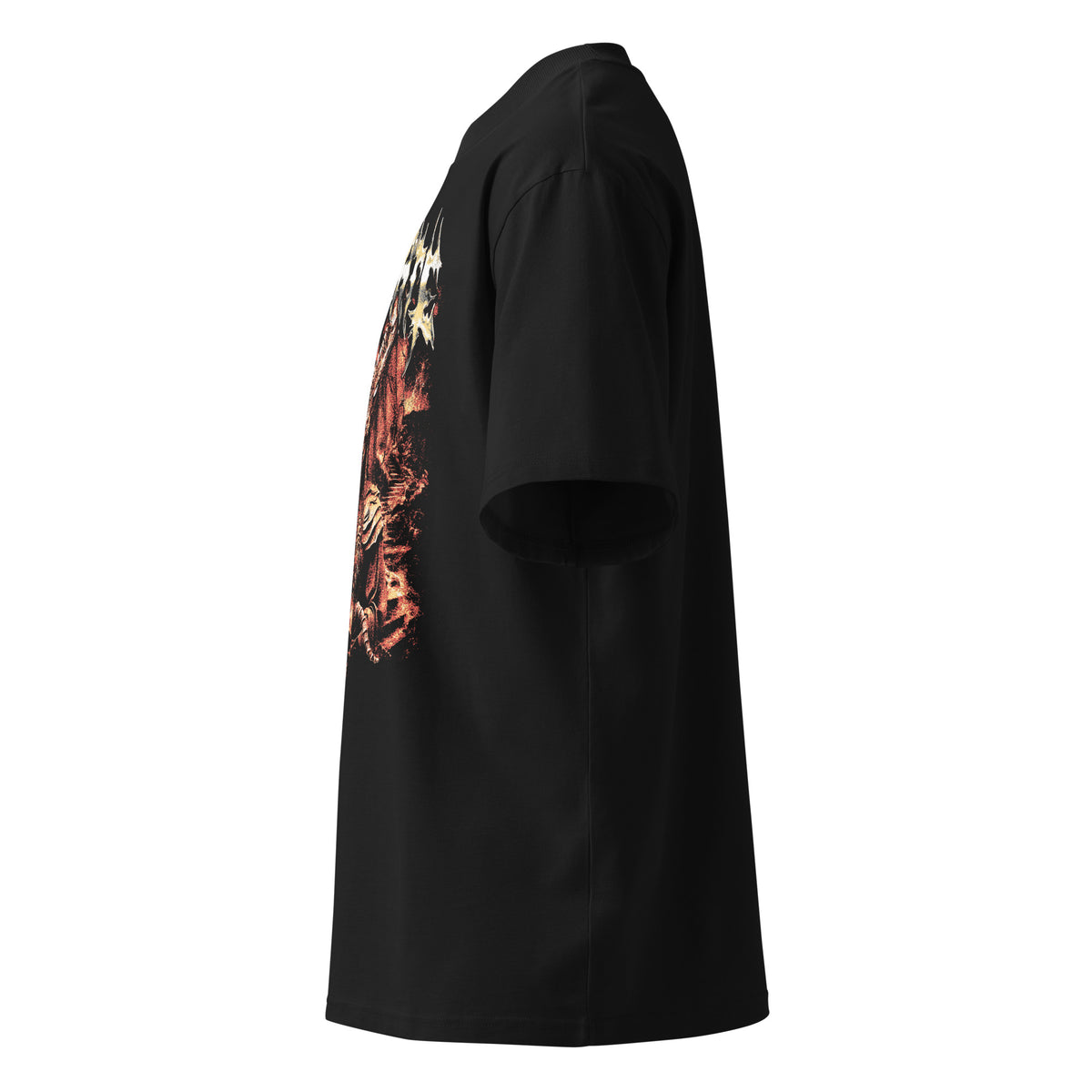 Hellgate black oversized T-shirt with gothic graphic – left side view