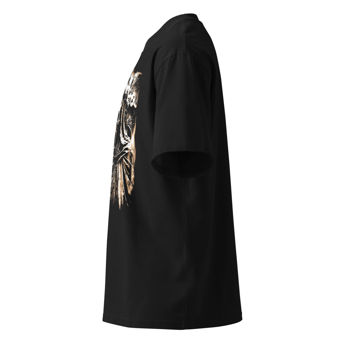 Vacation II black oversized T-shirt with gothic graphic - left side view