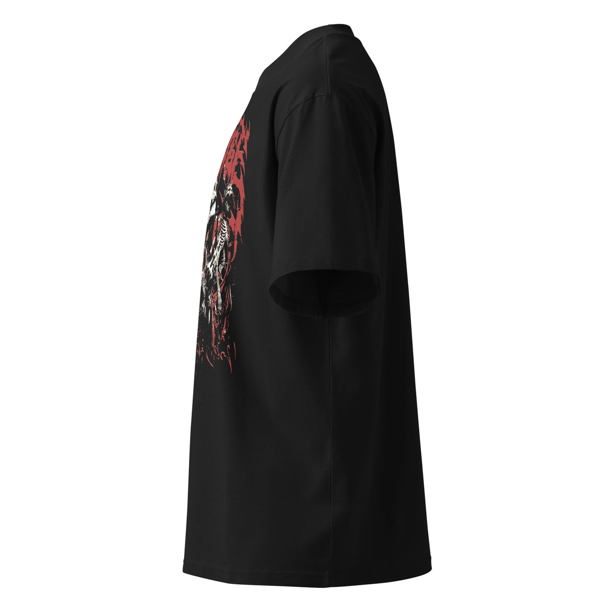 Revenge black oversized T-shirt with gothic graphic - left side view