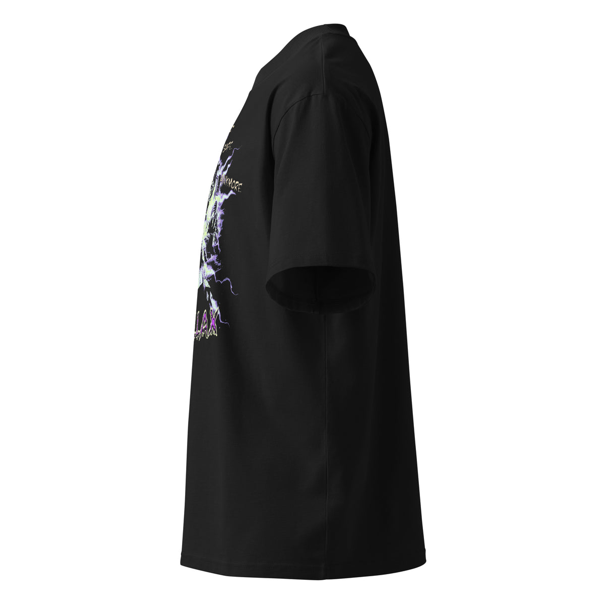 Parallax black oversized T-shirt with horror graphic - left side view