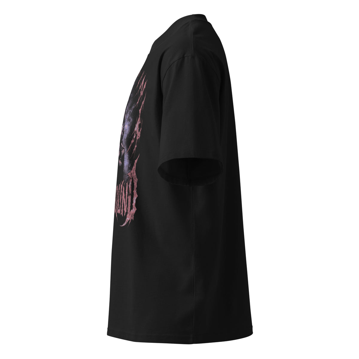 Soulbound black oversized T-shirt with heavy metal graphic - left side view