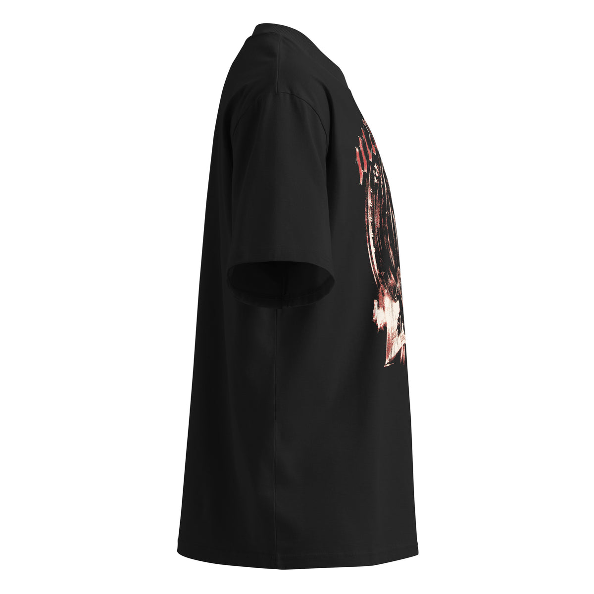 Mantra black oversized T-shirt with gothic graphic - right side view