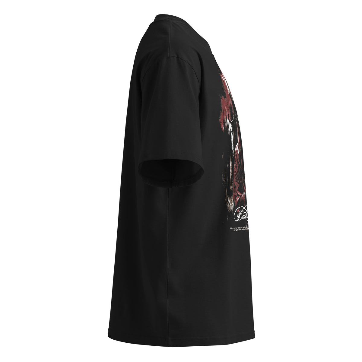 Death Parade black oversized T-shirt with gothic graphic - right side view