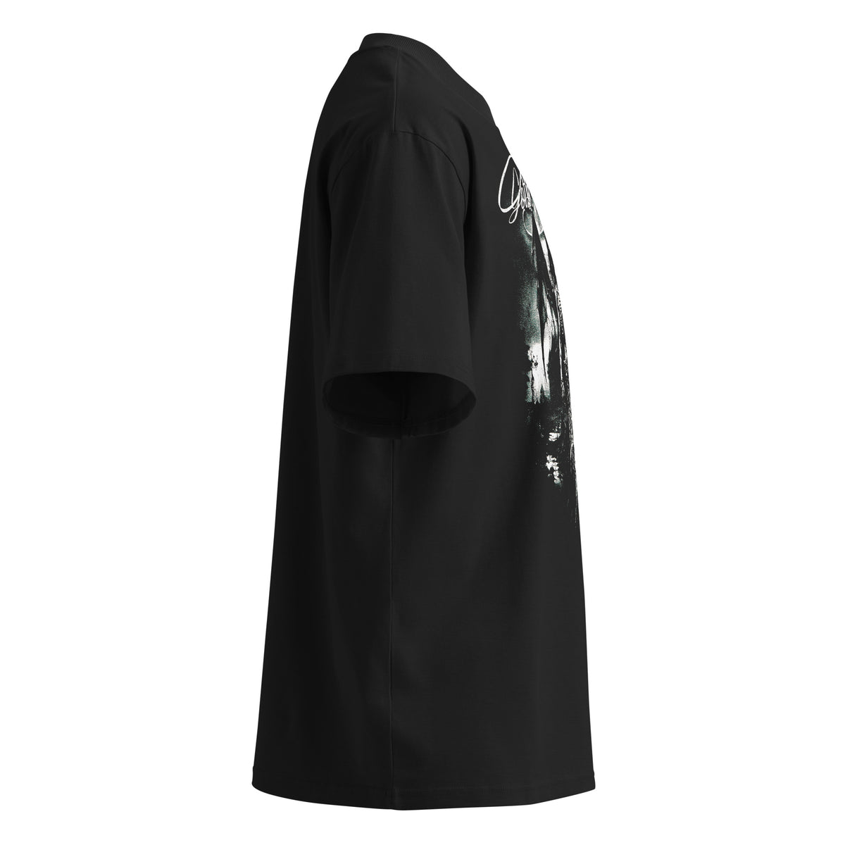Goth Angel black oversized T-shirt with gothic graphic - right side view
