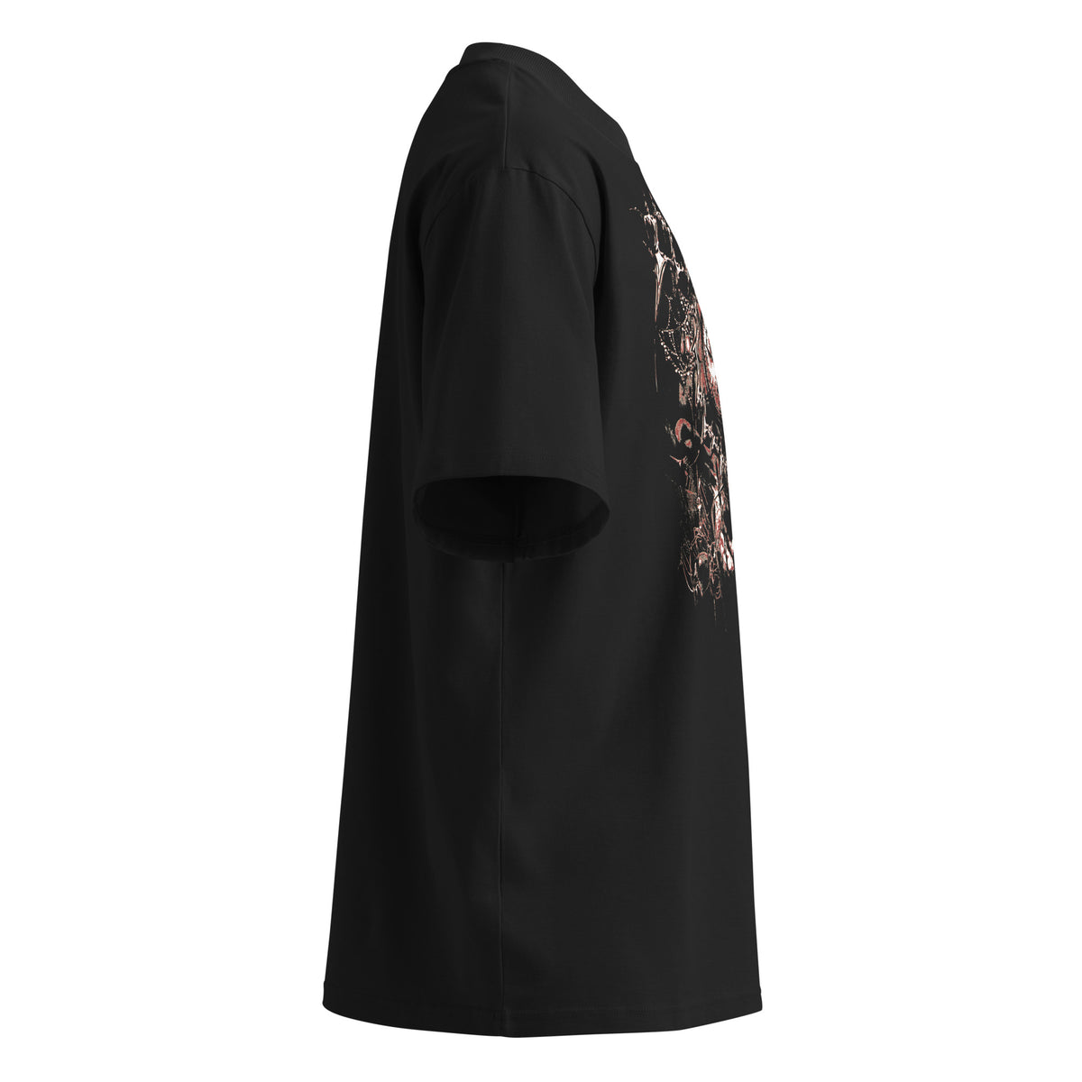 Wasting Time black oversized T-shirt with gothic graphic - right side view