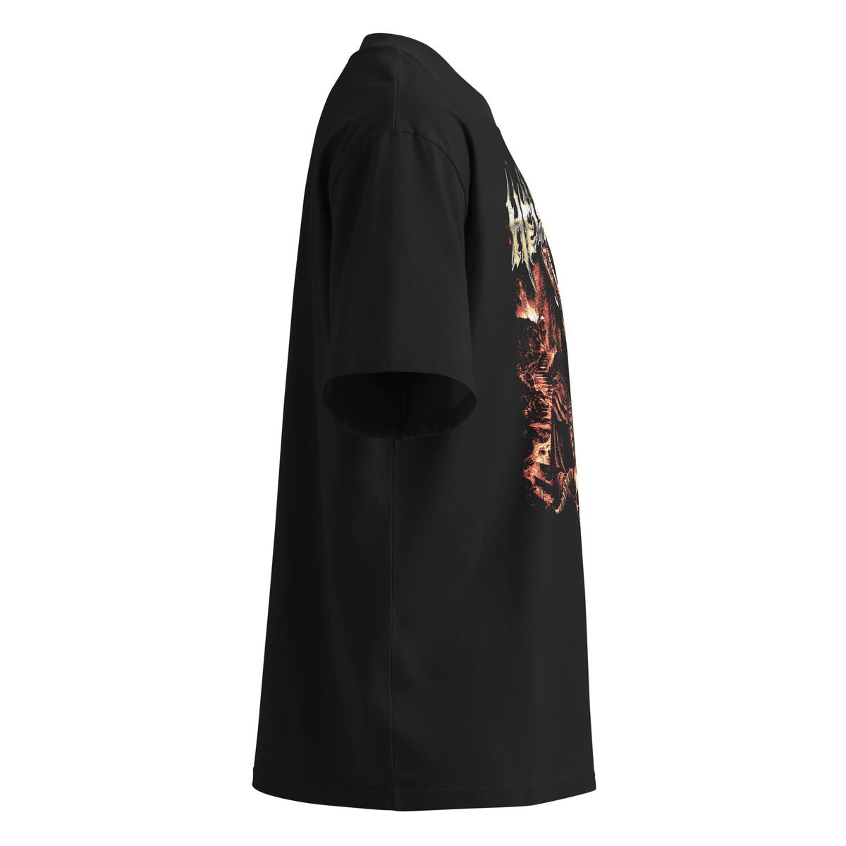 Hellgate black oversized T-shirt with gothic graphic – right side view