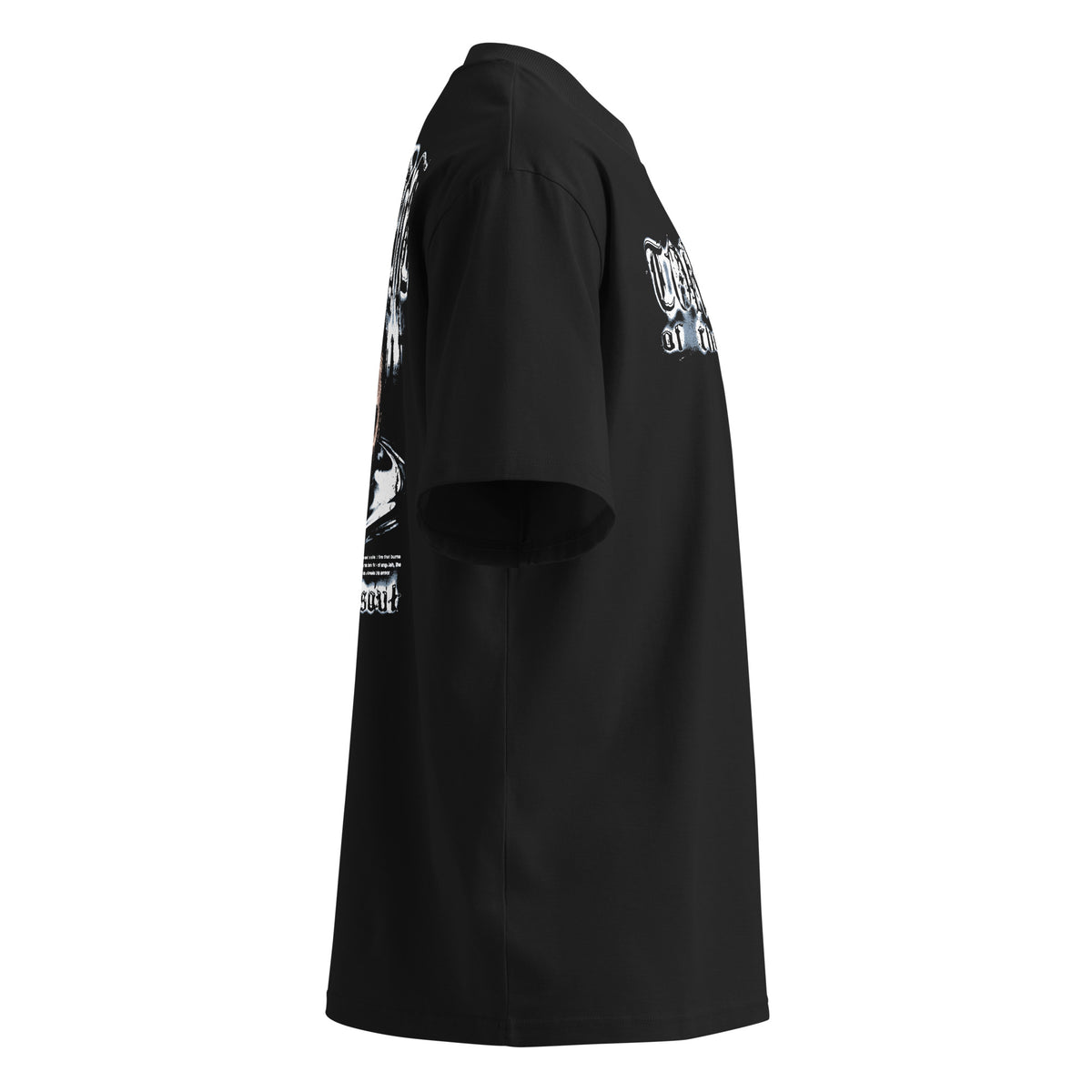 Torment black oversized T-shirt with gothic graphic – right side view
