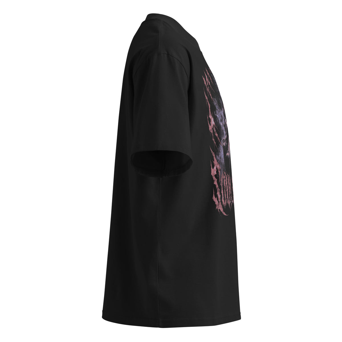Soulbound black oversized T-shirt with heavy metal graphic - right side view