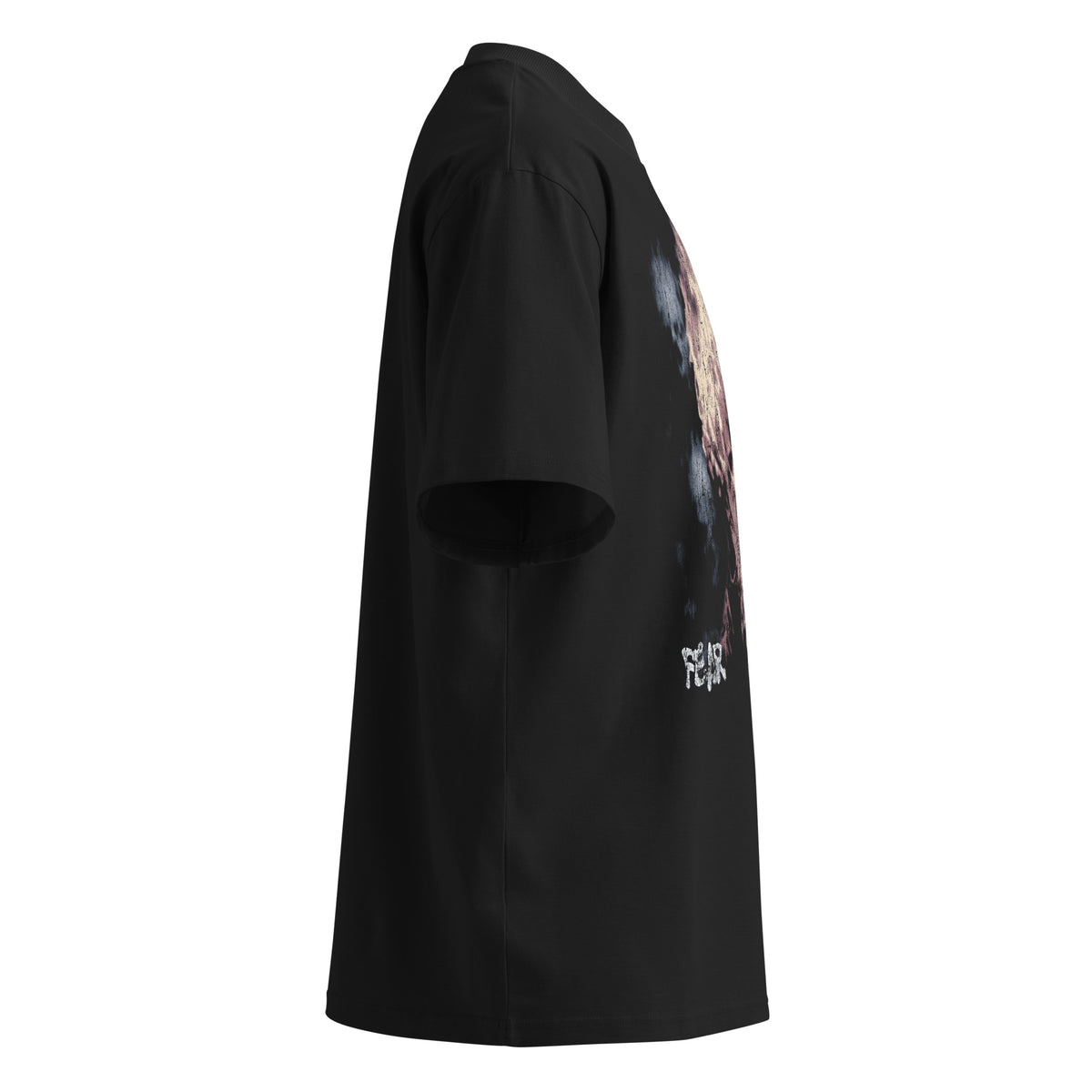 Fear black oversized T-shirt with horror graphic - right side view