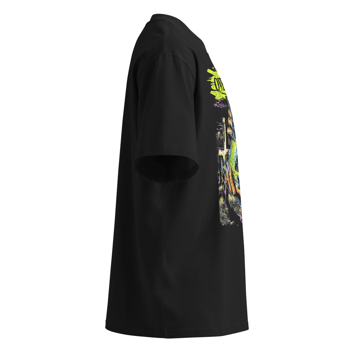 Overkill black oversized T-shirt with horror graphic - right side view