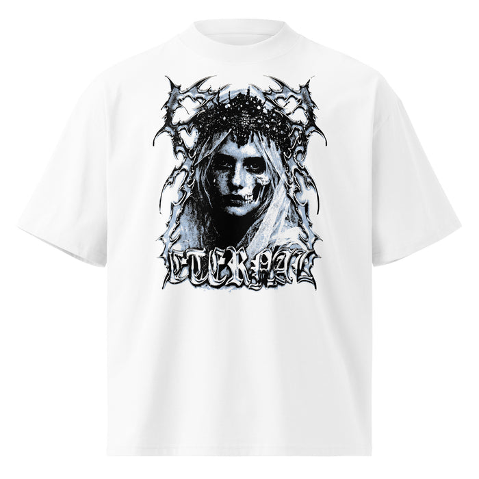 Memento black oversized T-shirt with gothic graphic – front view
