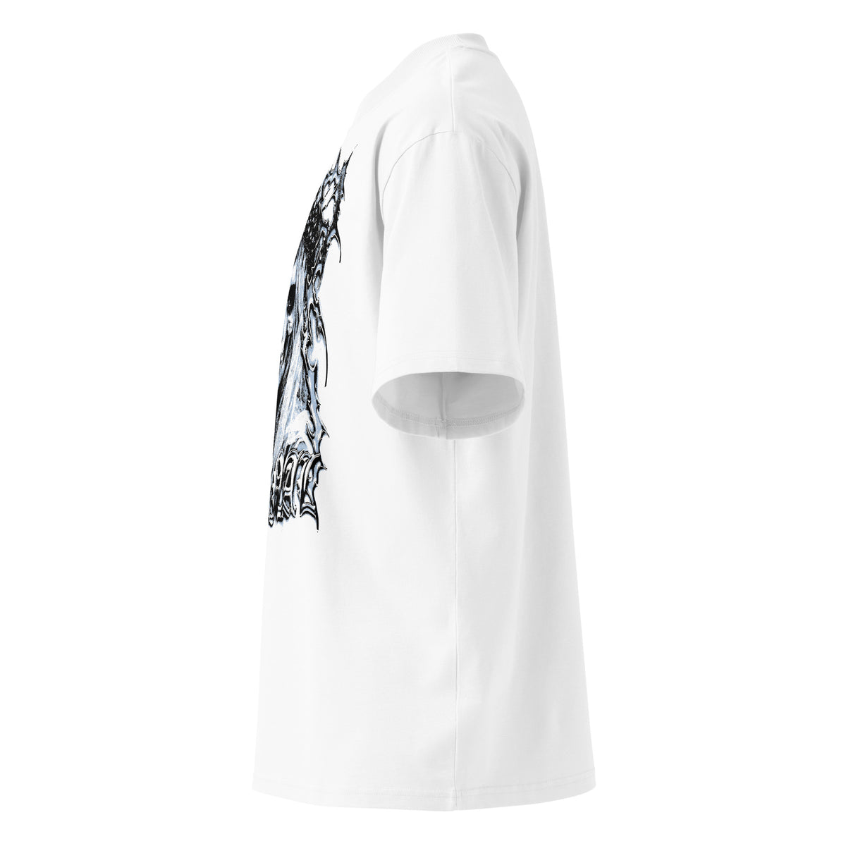 Memento black oversized T-shirt with gothic graphic – left side view